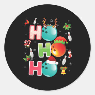 Christmas Fun Ho Ho Ho Bowling Pajama Santa Lover Classic Round Sticker
