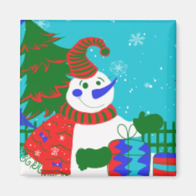 CHRISTMAS FUN MAGNETS - SNOWMAN ARTWORK - GIFTS (Front)