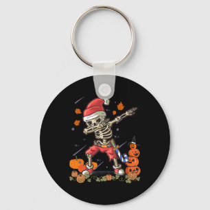 Christmas Fun Santa Skeleton Dabbing Halloween Cos Keychain
