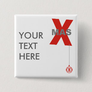 Christmas Fun - Xmas Type & Tree Bauble 1 2 Inch Square Button
