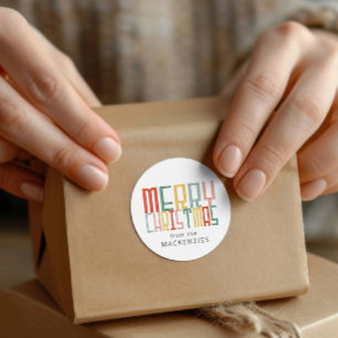 Christmas Funky Font and Text Personalized Classic Round Sticker