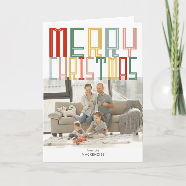 Christmas Funky Font and Text Personalized Holiday Card (Front)