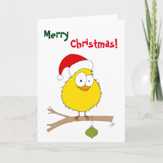 Christmas: Funny Bird (yellow) Holiday Card