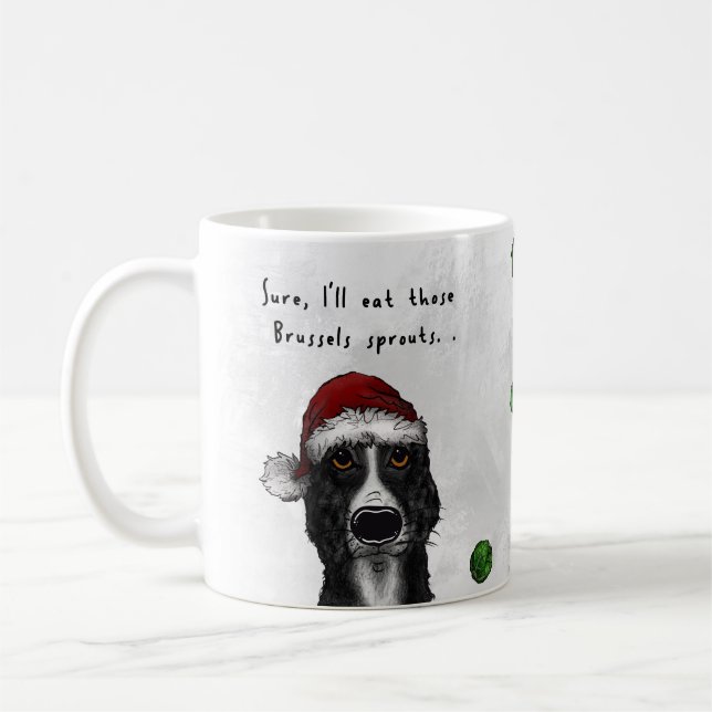 Christmas Funny Border Collie Mug - Sprouts (Left)