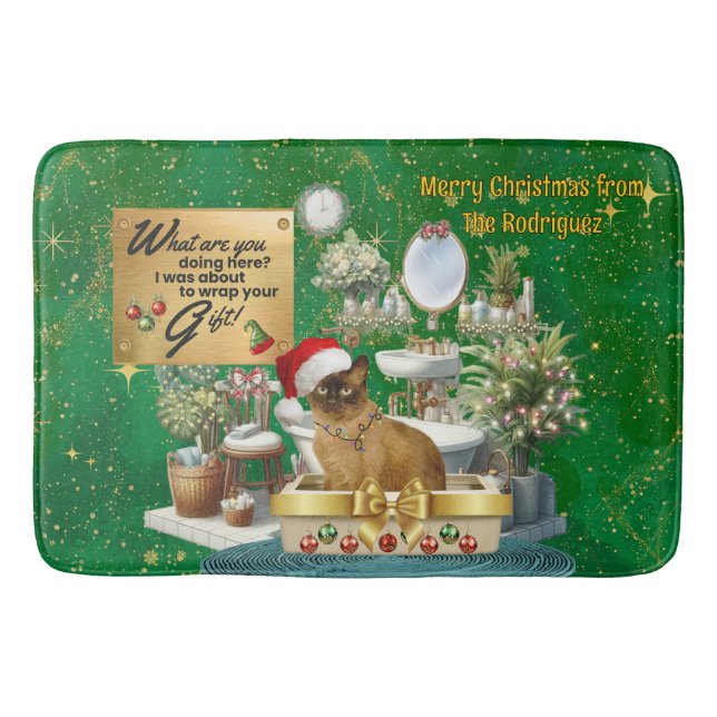 Christmas Funny Cat in Litterbox Bath Mat (Front)
