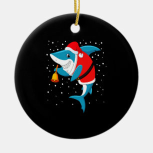 Christmas - Funny Christmas Shark T-Shirt Ceramic Ornament