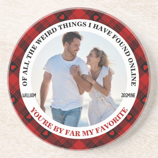 Christmas Funny Couple Photo Buffalo Frame Coaster (Front)