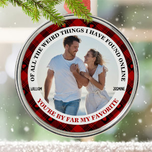 Christmas Funny Couple Photo Buffalo Frame Metal Ornament