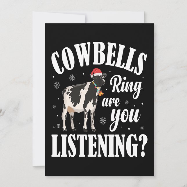 Christmas Funny Cowbells Ring Cow Lover Xmas Gift Holiday Card (Front)