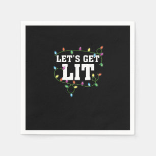 Christmas Funny Cute Let's Get Lit Napkin