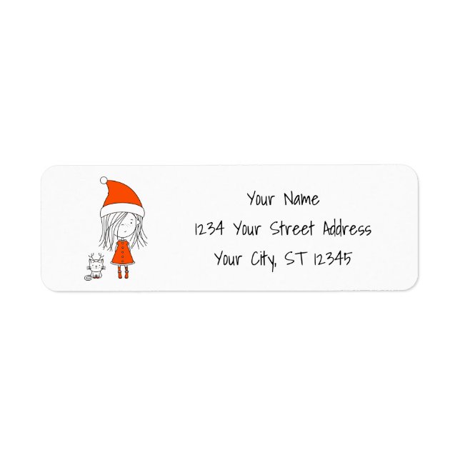 Christmas Funny Cute Santa Girl Cat Cartoon (Front)