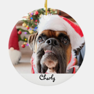 Christmas Funny Dog Personalized Ceramic Ornament