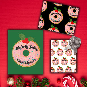 Christmas Funny Doughnut Wreath Personalize  Wrapping Paper Sheet