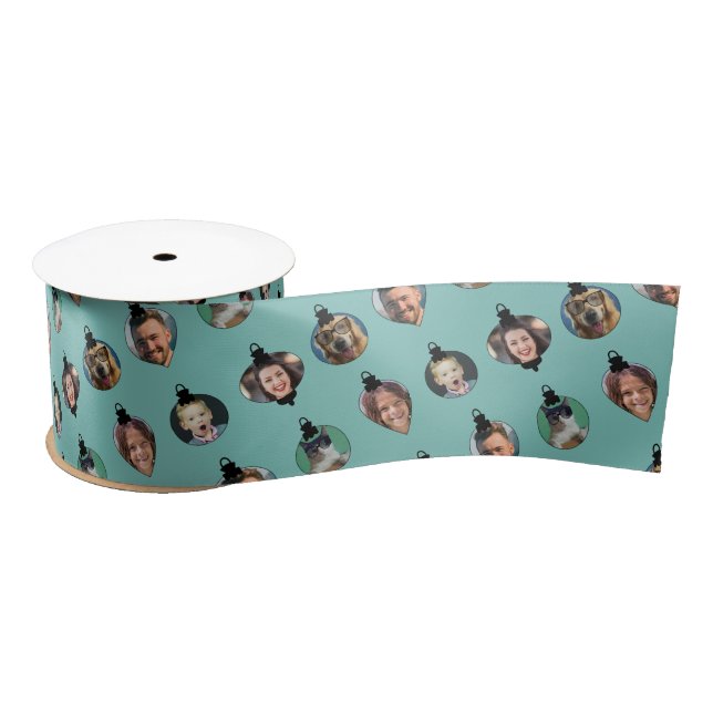 Christmas Funny Family Photo Faces Ornaments  Satin Ribbon (Spool)