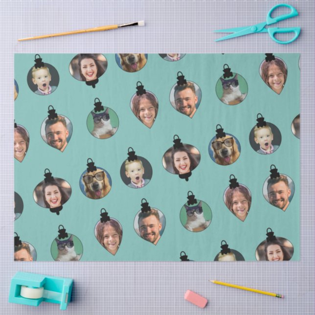 Christmas Funny Family Photo Faces Ornaments   Tissue Paper (Craft)
