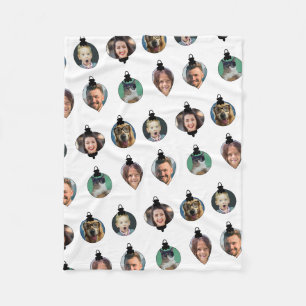 Christmas Funny Family Photo Faces Ornaments White Fleece Blanket