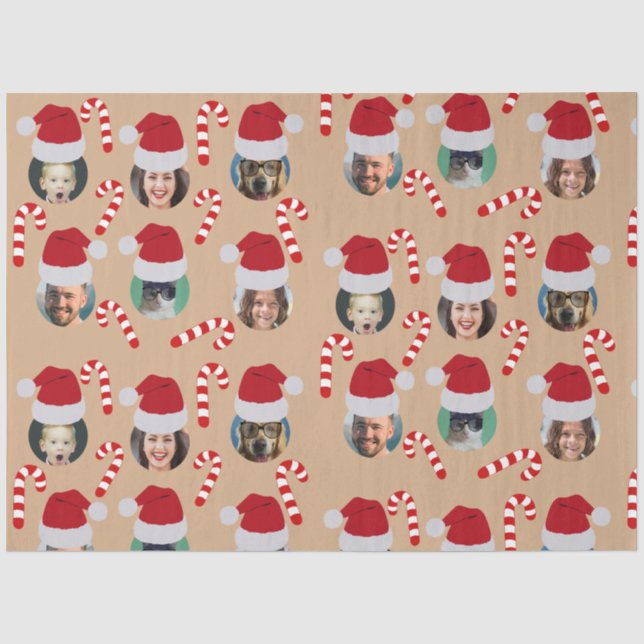 Christmas Funny Family Photo Santa Hats Kraft  Tissue Paper (Front)