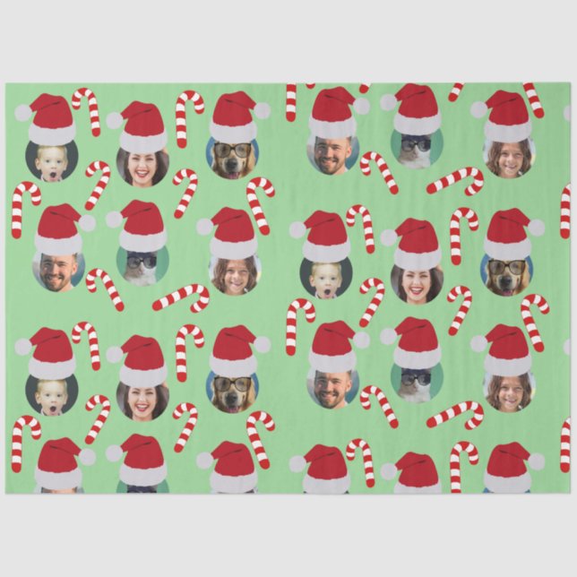 Christmas Funny Family Photo Santa Hats  Tissue Paper (Front)
