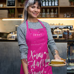 Christmas funny family squad Santa hat your name Apron<br><div class="desc">Modern trendy casual typography Christmas family squad script with a little heart and Santa hat making a festive Christmas holidays pretty trendy hot pink kitchen apron. Personalize it with your name! It can be a chic accessory for your kitchen during the holidays or a nice keepsake Christmas gift for cooking...</div>