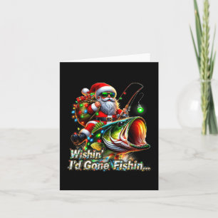 Christmas Funny Fish Santa Fishing Merry Fishmas Card