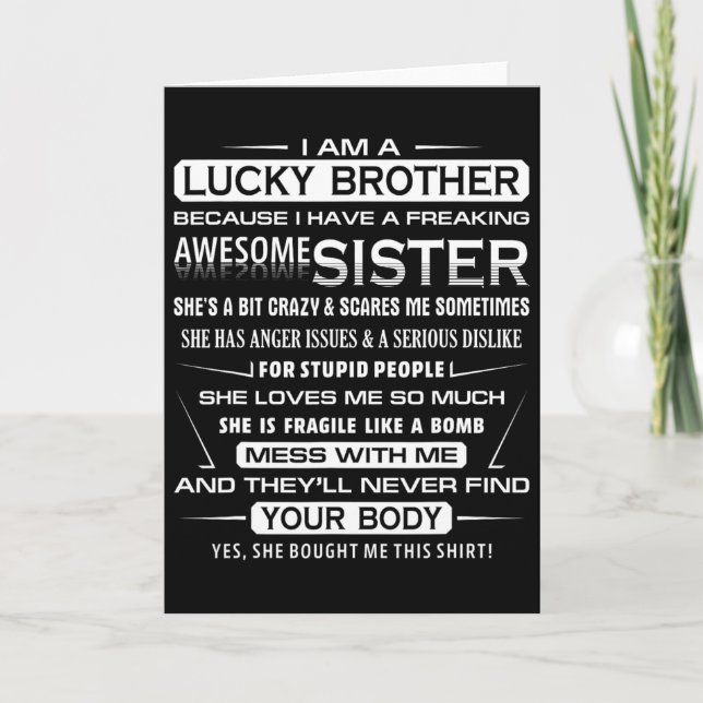 Christmas Funny For Brother From Sister I Am A Luc Card (Front)