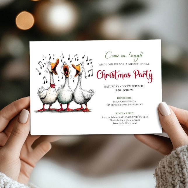 Christmas Funny Geese Minimalist Whimsical Invite (Christmas Funny Geese Minimalist Whimsical Invite)
