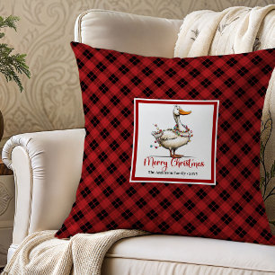 Christmas Funny Geese Whimsy Throw Pillow Art