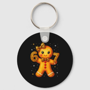Christmas Funny Gingerbread Six Seven 67 Leopard B Keychain