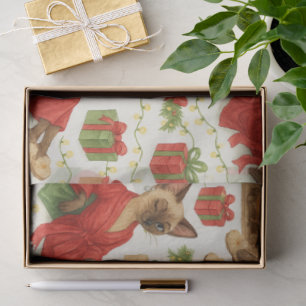 Christmas Funny Glam Siamese Cat Tissue Paper