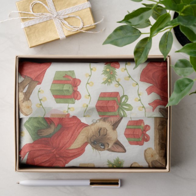 Christmas Funny Glam Siamese Cat Tissue Paper (Gift)