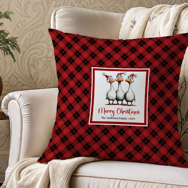 Christmas Funny Goose Cartoon Throw Pillow Decor (Christmas Funny Goose Cartoon Throw Pillow Decor)
