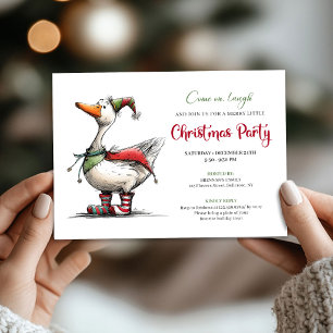 Christmas Funny Goose Cartoon Whimsy Party Invite