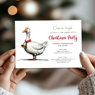 Christmas Funny Goose Minimalist Cartoon Party  Invitation