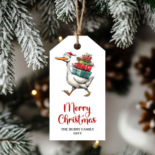 Christmas Funny Goose Minimalist Whimsy Gift Tag