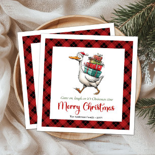Christmas Funny Goose Minimalist Whimsy Napkins