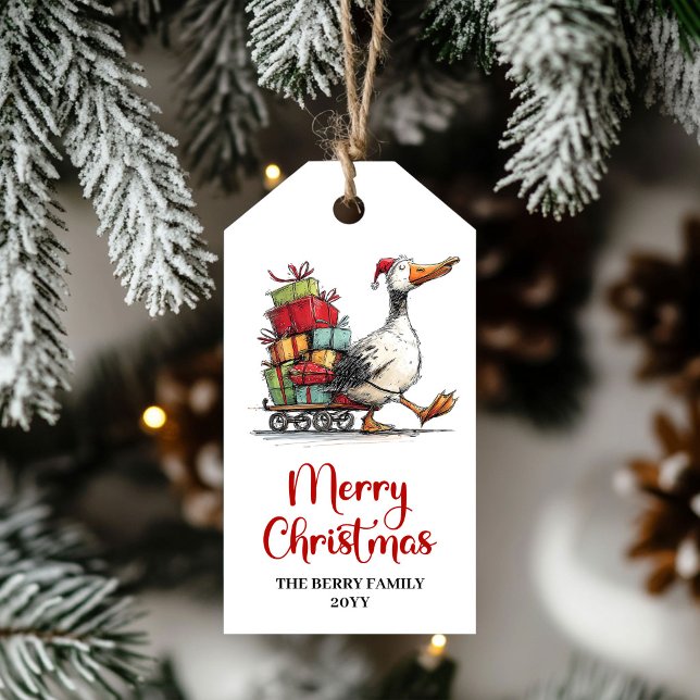 Christmas Funny Goose Whimsical Minimal Gift Tag (Christmas Funny Goose Whimsical Minimal Gift Tag)