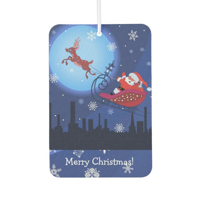 Christmas funny illustration. Santa with Rudolf Air Freshener (Front)