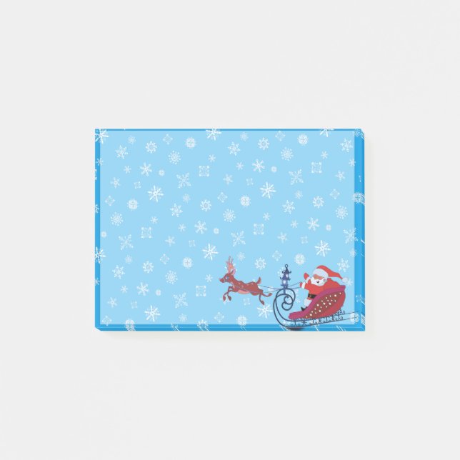 Christmas funny illustration. Santa with Rudolf Post-it Notes (Front)