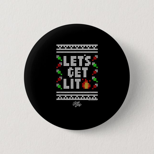 Christmas Funny - Let's Get Lit  2 Inch Round Button (Front)