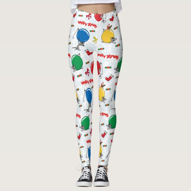 Christmas funny mouse with balls leggings (Front)