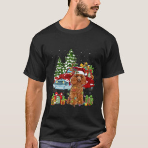 Christmas Funny Pajama Poodle Dog And Red Trucks X T-Shirt