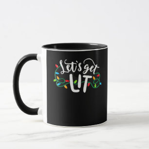 Christmas Funny Pajamas Let's Get Lit Christmas Cl Mug