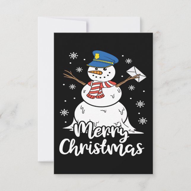 Christmas Funny Postman Mailman Snowman Xmas Gift Thank You Card (Front)
