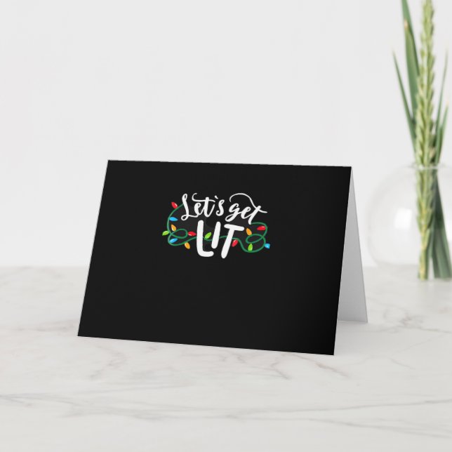 Christmas Funny Pyjamas Let's Get Lit Christmas Cl Card (Front)
