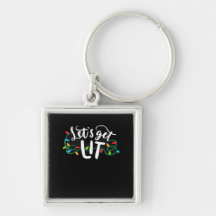 Christmas Funny Pyjamas Let's Get Lit Christmas Cl Keychain