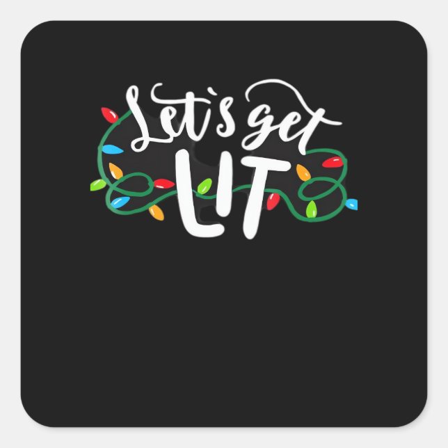 Christmas Funny Pyjamas Let's Get Lit Christmas Cl Square Sticker (Front)