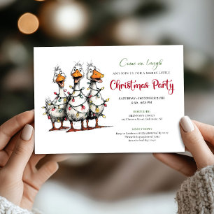 Christmas Funny Quirky Geese Whimsical Party  Invitation