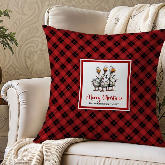 Christmas Funny Quirky Goose Throw Pillow Decor (Christmas Funny Quirky Goose Throw Pillow Decor)