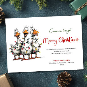 Christmas Funny Quirky Silly Geese Greeting Card
