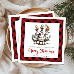 Christmas Funny Quirky Silly Geese Paper Napkins